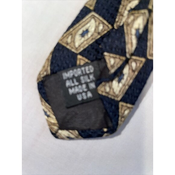 Sterling & Hunt Dress Tie Mens Size 55" Black Tan Geometric 100% Silk Designer - Picture 7 of 12